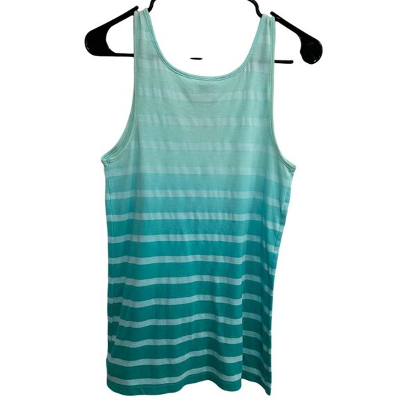 Old Navy Womens Striped Tank Top Sleeveless Green Aqua Gradient Sz Small - Picture 2 of 9